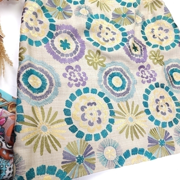 Sevier Skirt Cotton Linen Embroidered Floral Weave Skirt Sz 12 - Picture 9 of 10